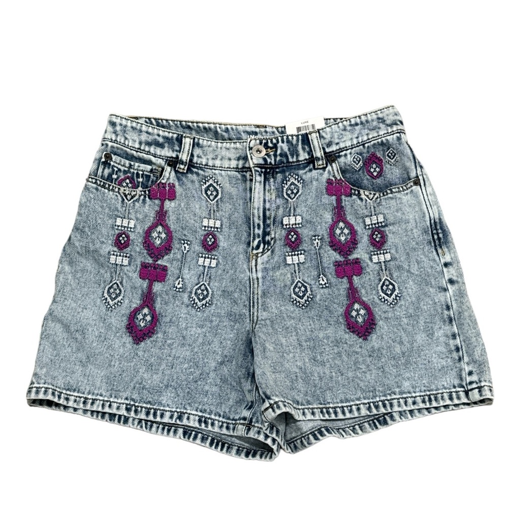 INC International Concepts Embroidered Denim High Rise Boho Jean Shorts - Picture 4 of 12